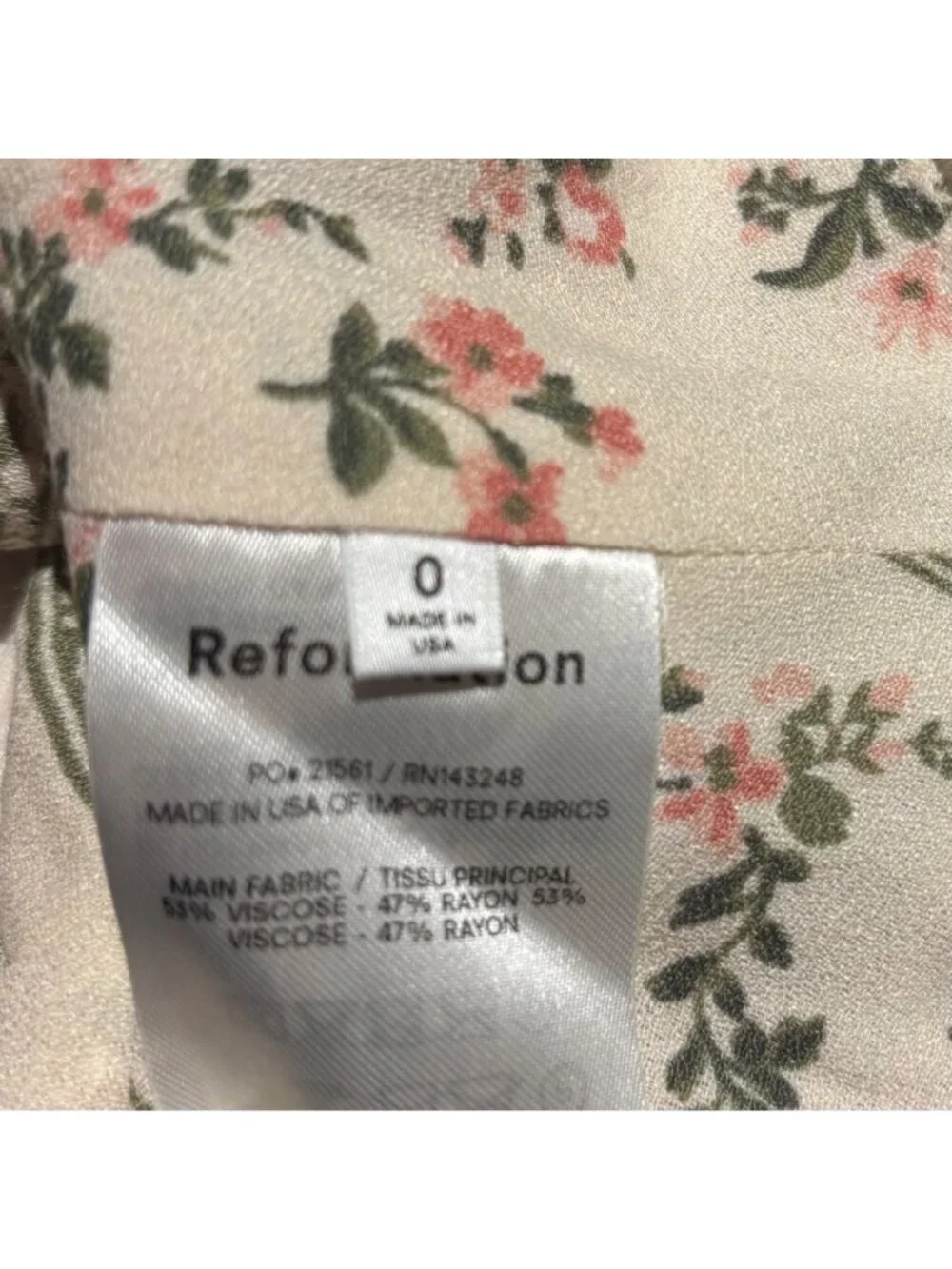 Reformation Cera Floral Puff Sleeve Top Size 0  Heath